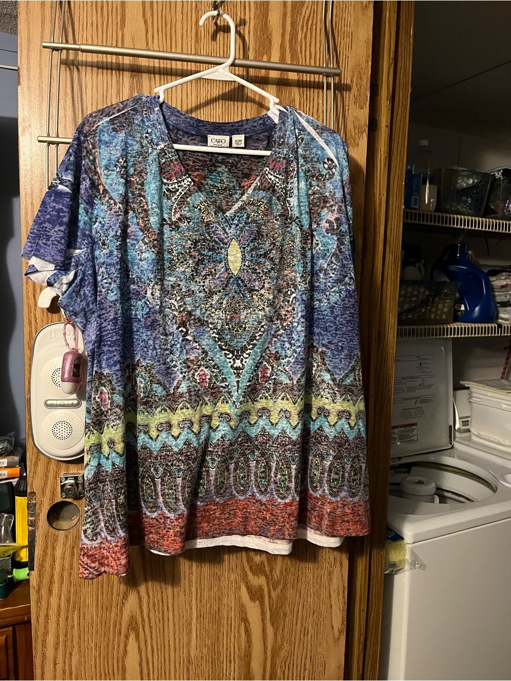 Cato Multicolor V-Neck Short Sleeve Top